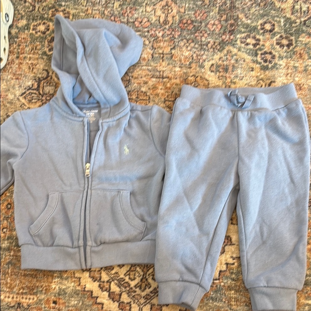 Ralph Lauren baby Kids Blue Hoodie and Sweatpants Set 12mo